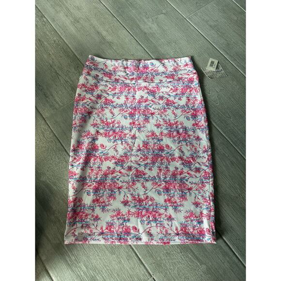 LuLaRoe Dresses & Skirts - LULAROE Cassie White Blue Pink Flowers Floral Pastel Beauty Skirt Size L